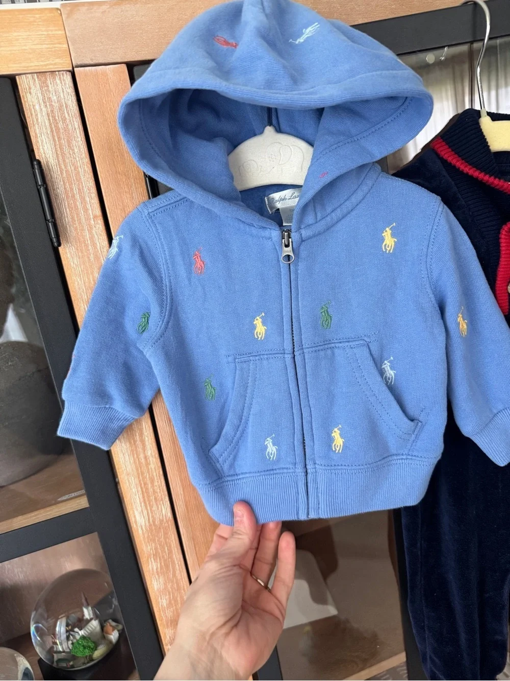 Ralph Lauren bundle baby boy coverall velour embroidered logo hoodie footies